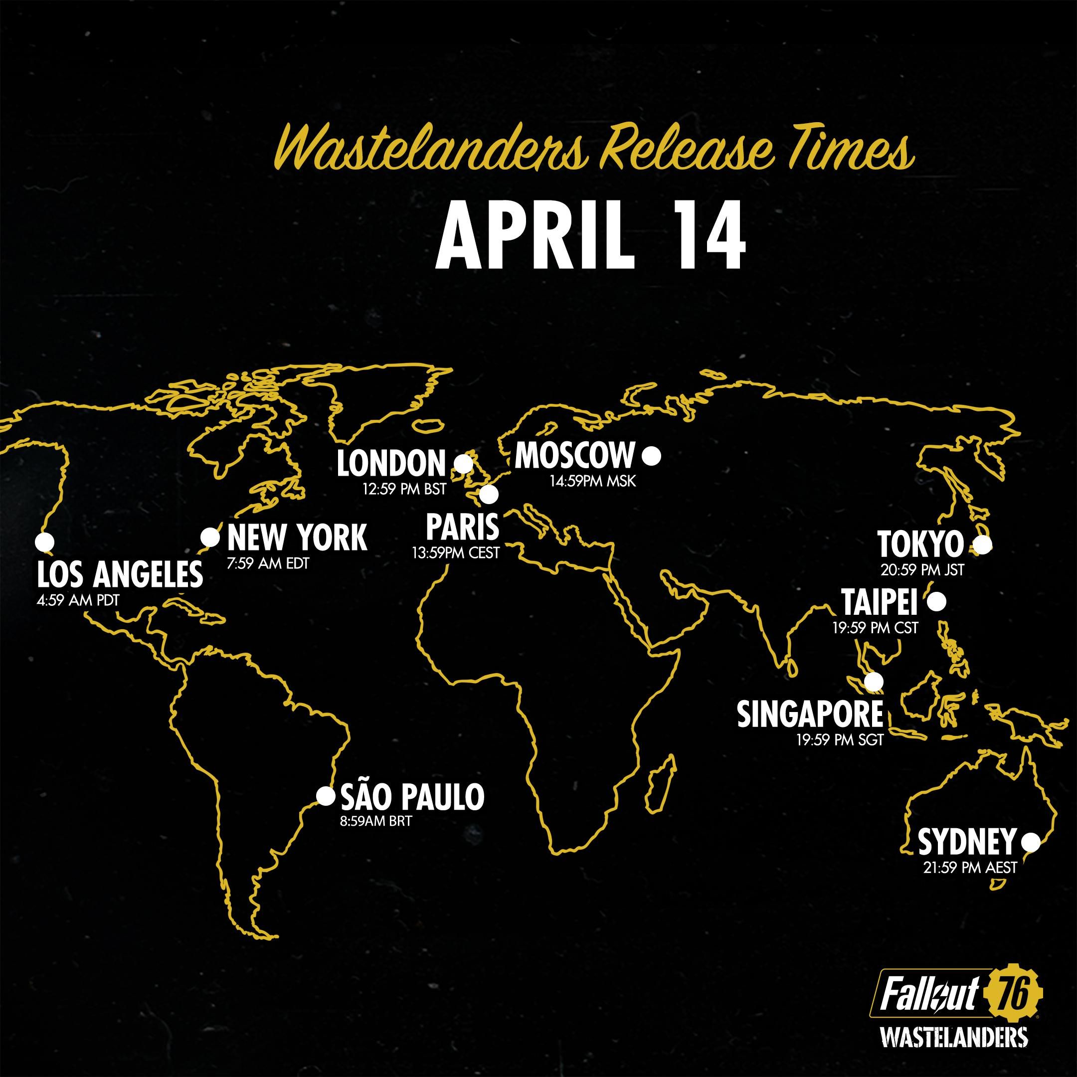 Дата и время выхода дополнения Wastelanders в Fallout 76. Источник: twitter.com/Fallout