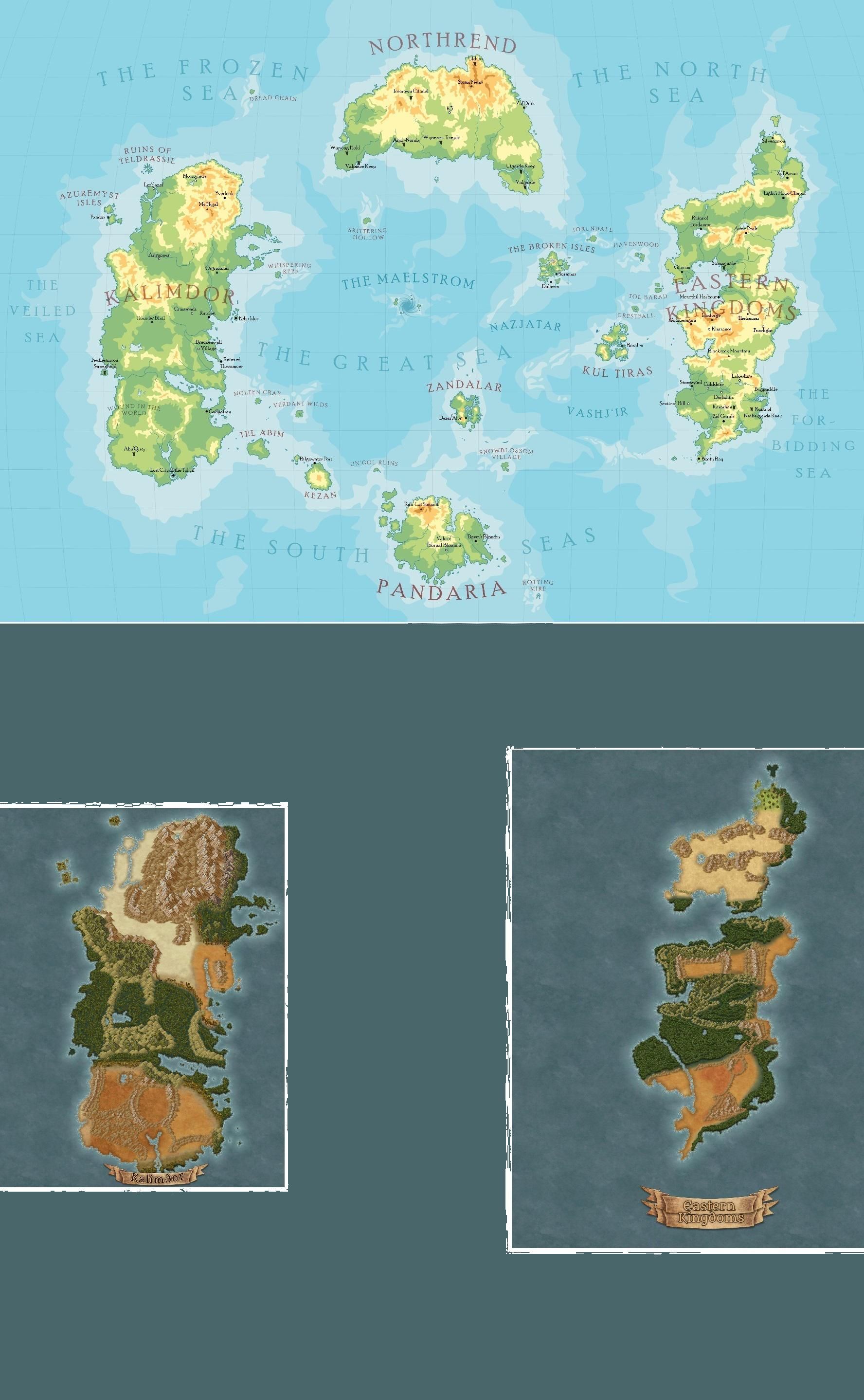Карта Азерота из World of Warcraft с реалистичным климатом. Источник: reddit