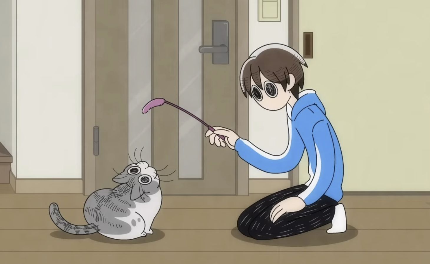 Кадр из аниме «Вечера с кошкой»