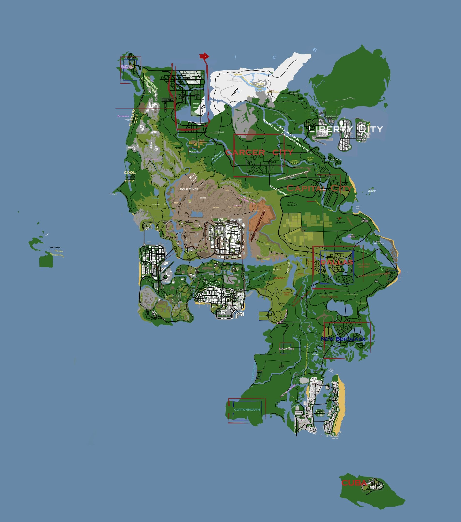 Карта мира из GTA: Underground