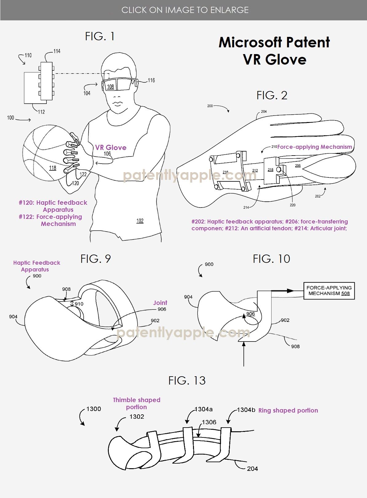 Патент VR-перчатки от Microsoft. Источник: patentlyapple.com