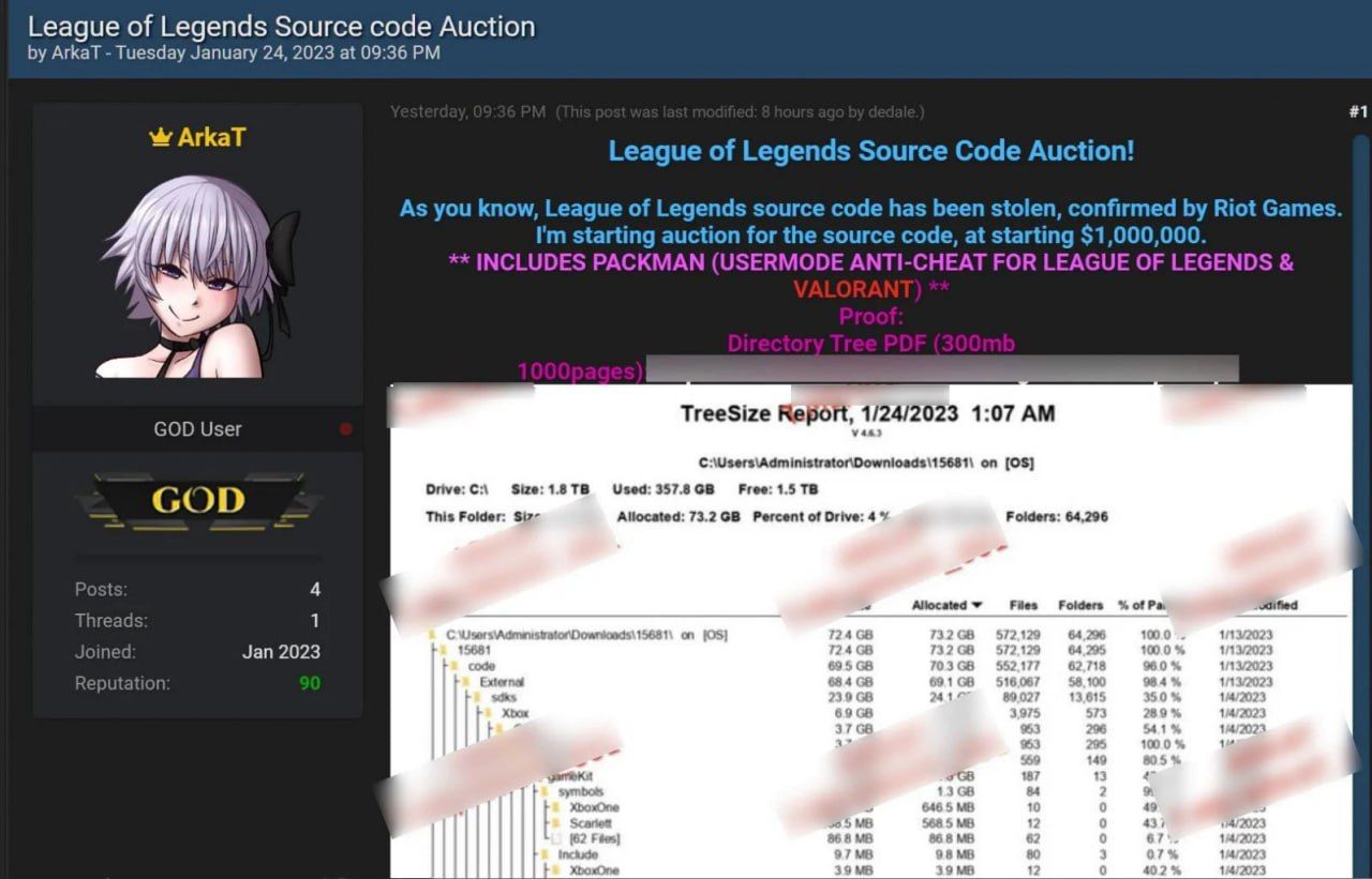 Хакер открыл аукцион по продаже исходного кода League of Legends