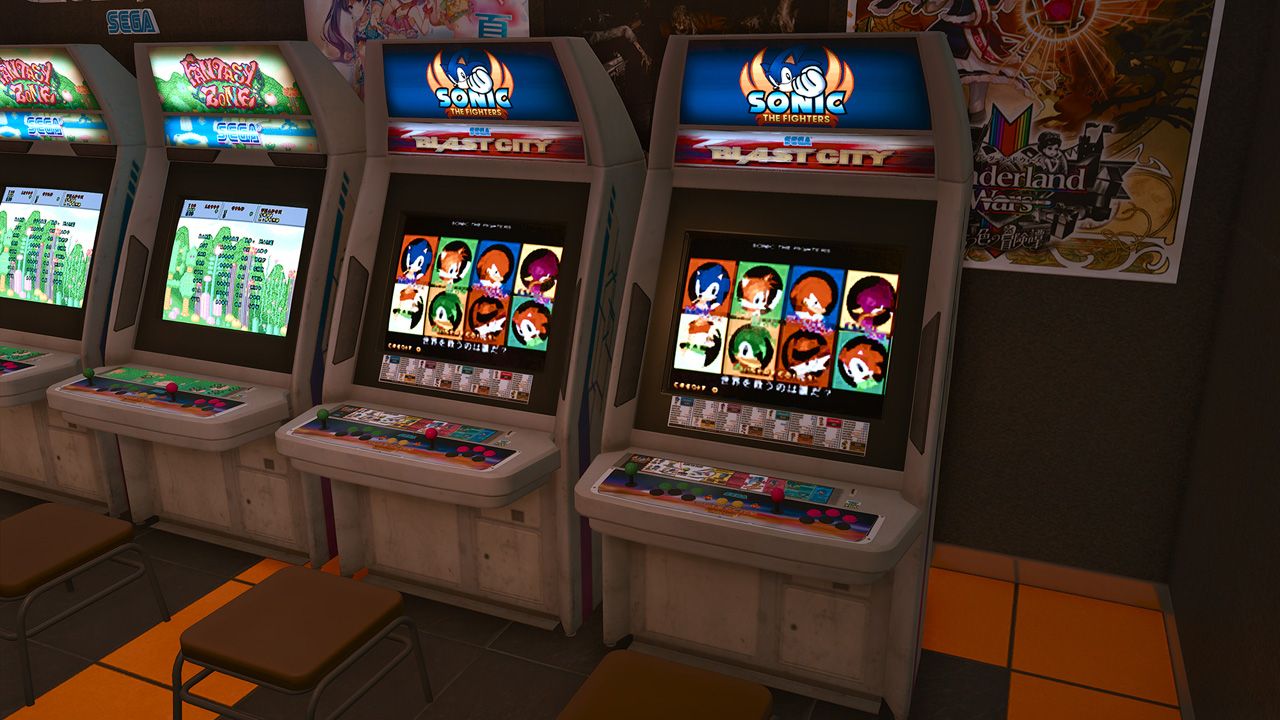 И сами автоматы с Sonic the Fighters. Скриншот из Lost Judgment