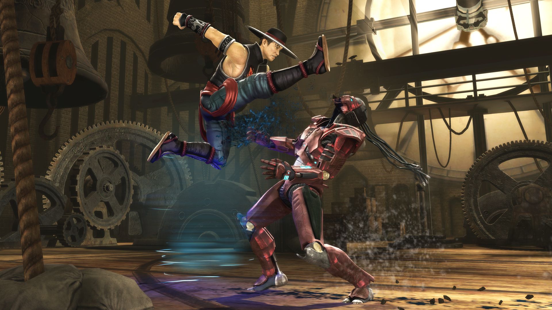 Кун Лао против Сектора. Скриншот из Mortal Kombat (2011)