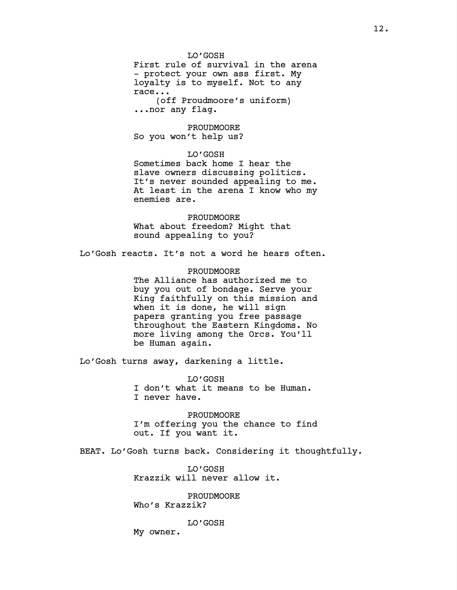 Вариант сценария для фильма &laquo;Варкрафт&raquo; от Гэри Уитты. Источник: twitter.com/garywhitta