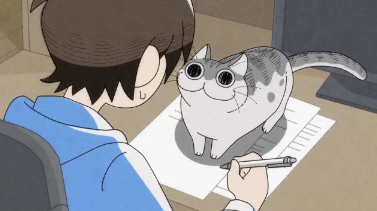 Кадр из аниме «Вечера с кошкой»