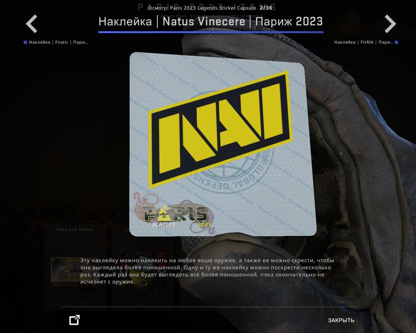 Скриншот наклейки Natus Vincere в CS:GO