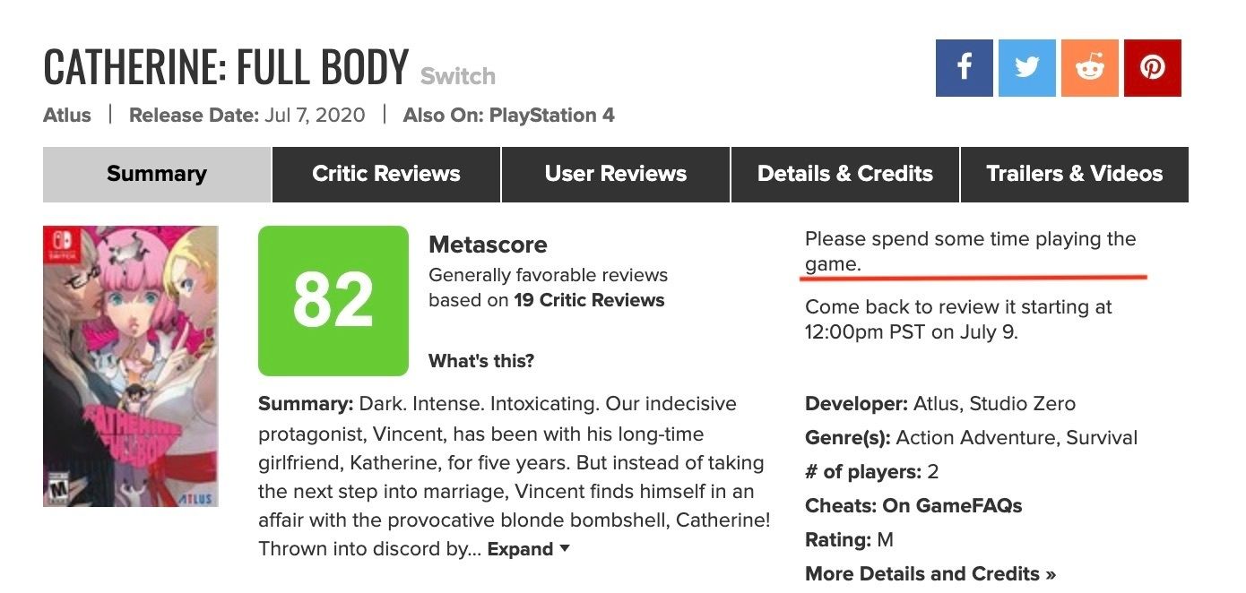 Скриншот с Metacritic