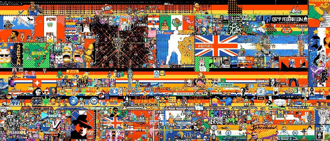 Фрагмент общей доски на r/place с лого CS:GO