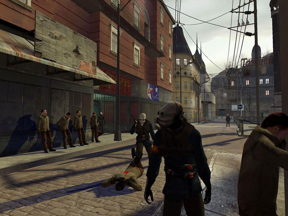 Скриншот центральной площади с бесчинствами сил гражданской обороны