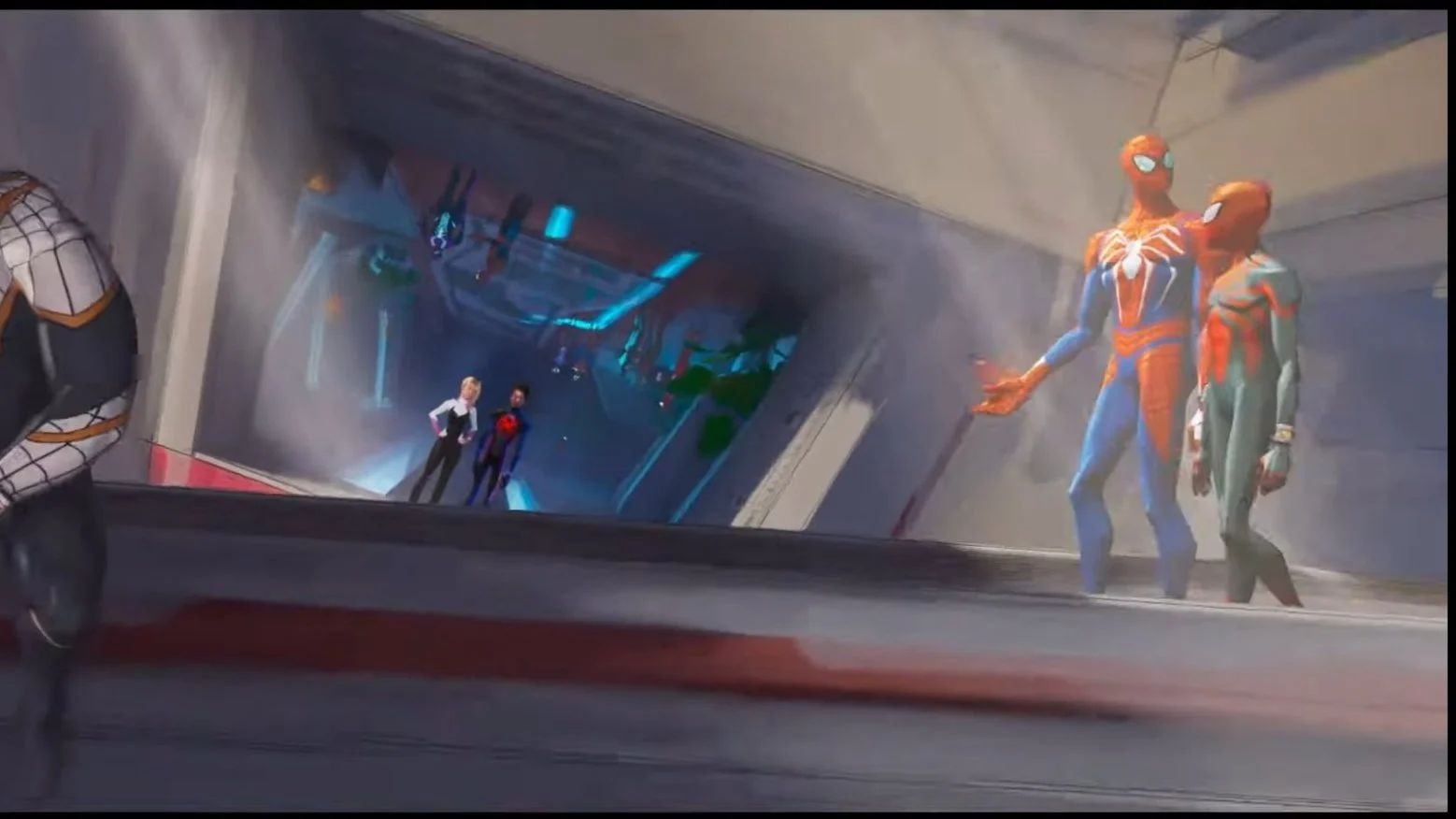 Кадр из трейлера «Человек-паук: Через вселенные 2» с видеоигровым Человеком-пауком