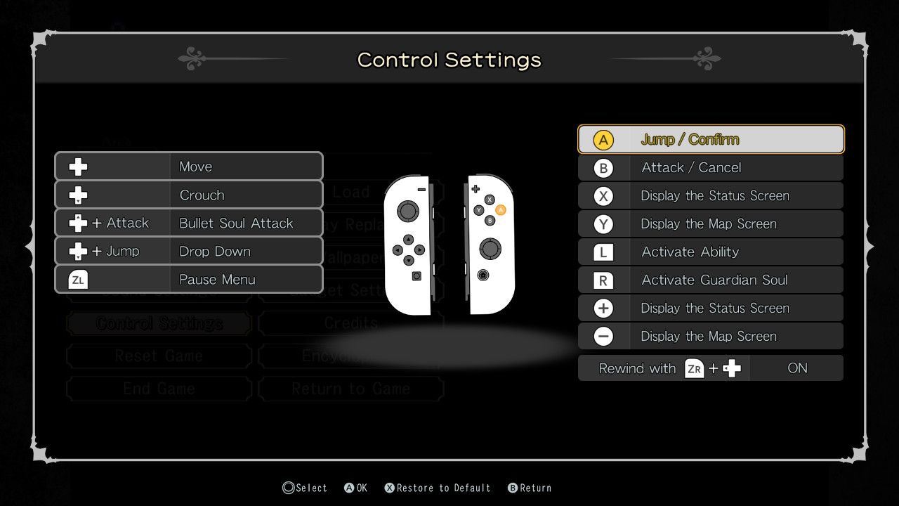 Настройки управления на Nintendo Switch