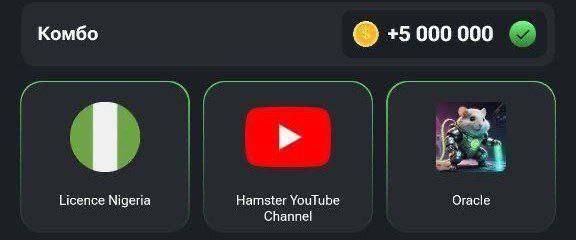 Комбо карты в Hamster Kombat (Хомяк) на 20–21 августа