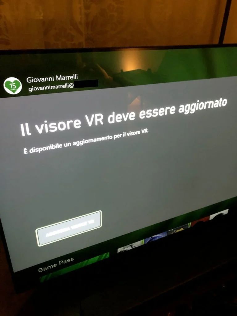 Фотография упоминания VR в интерфейсе Xbox