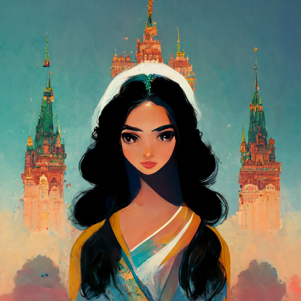 Принцесса Жасмин из России. Изображение нарисовано Midjourney.