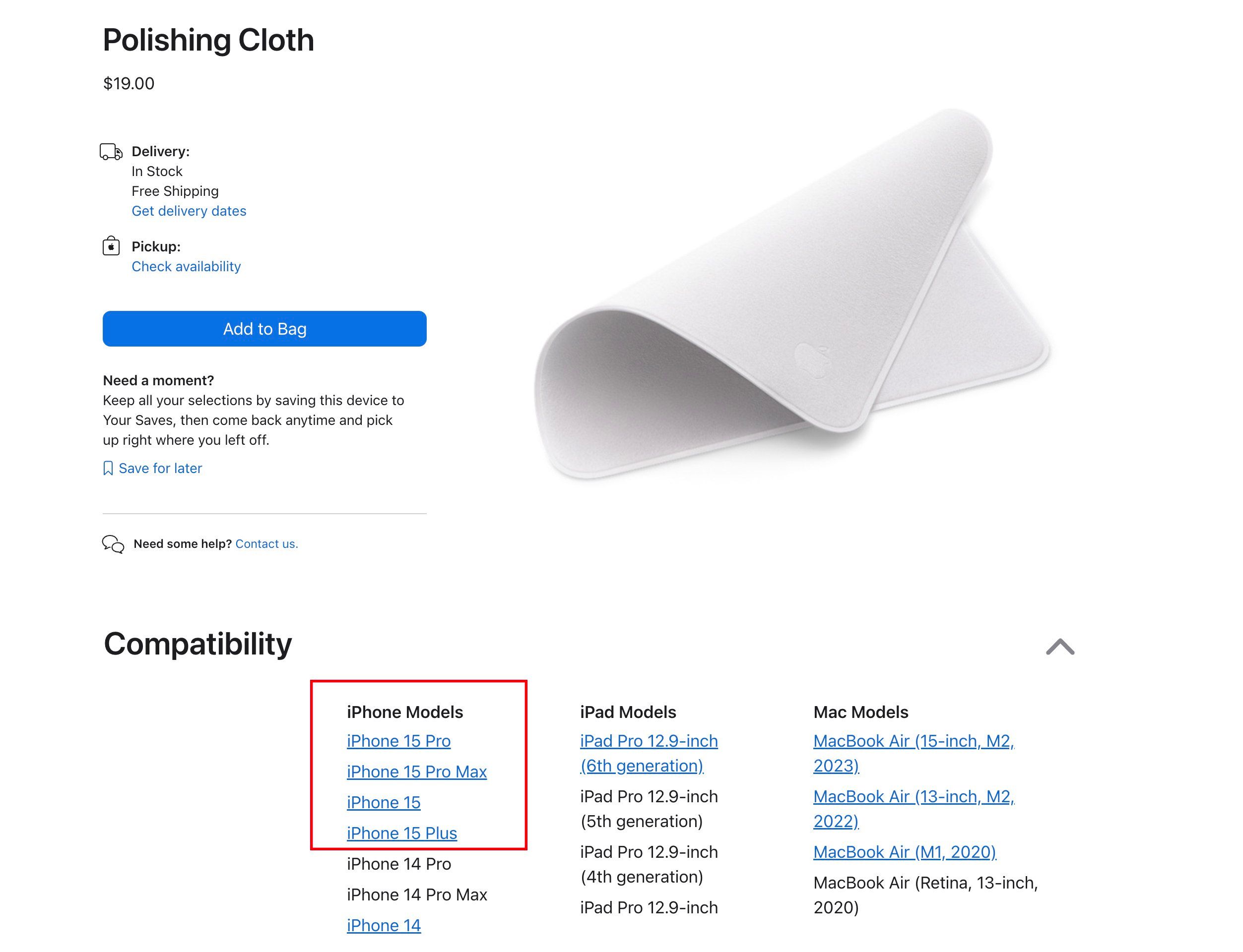 Описание Apple Polishing Cloth | Источник: Apple