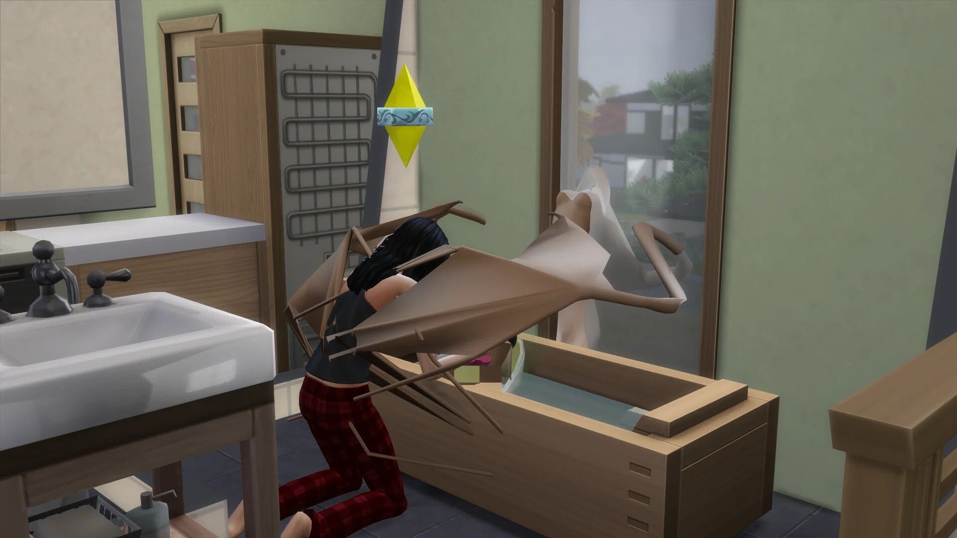 Скриншот с примером бага с младенцами в The Sims 4