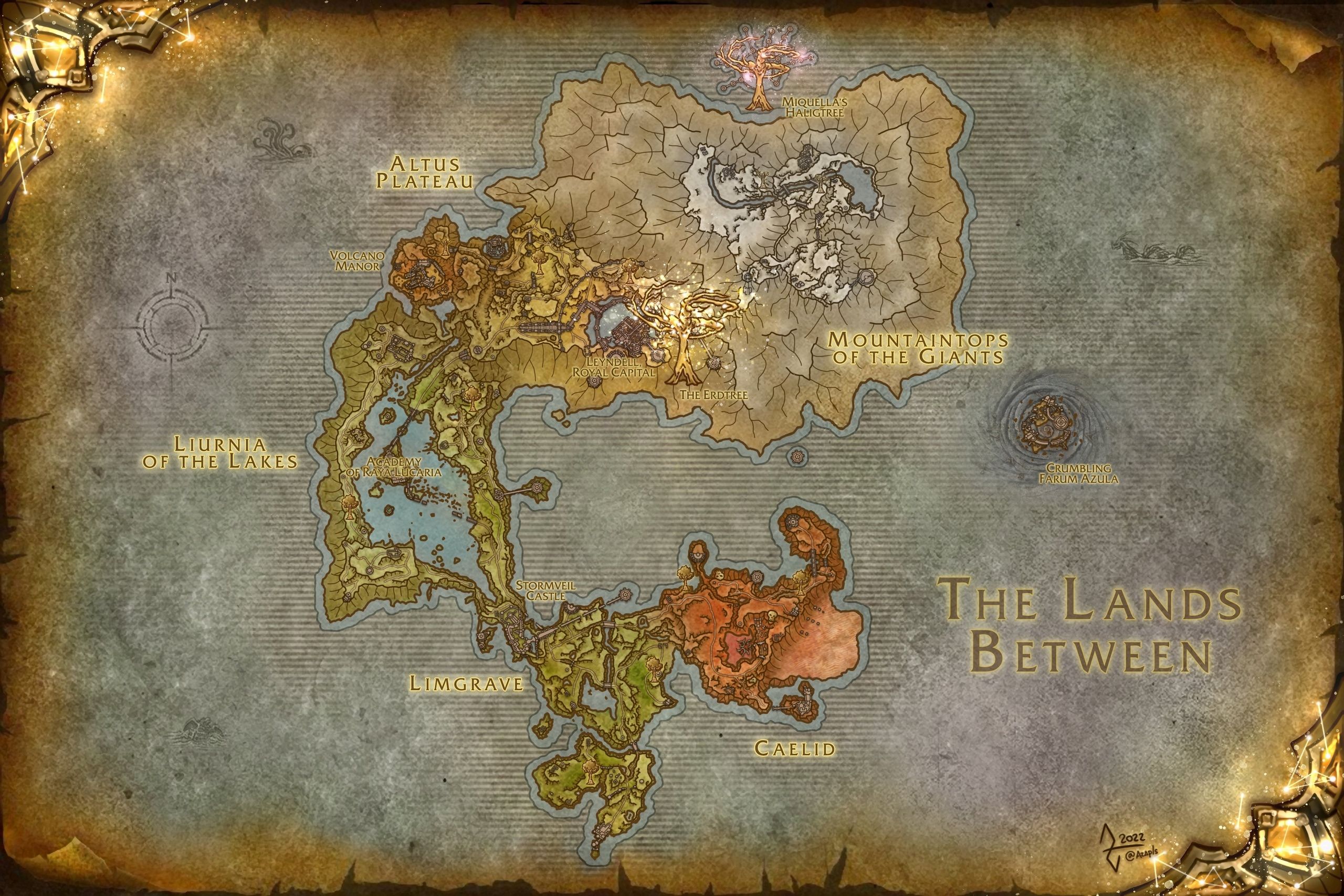 Карта Elden Ring в стиле World of Warcraft. Источник: reddit.com/Azapls
