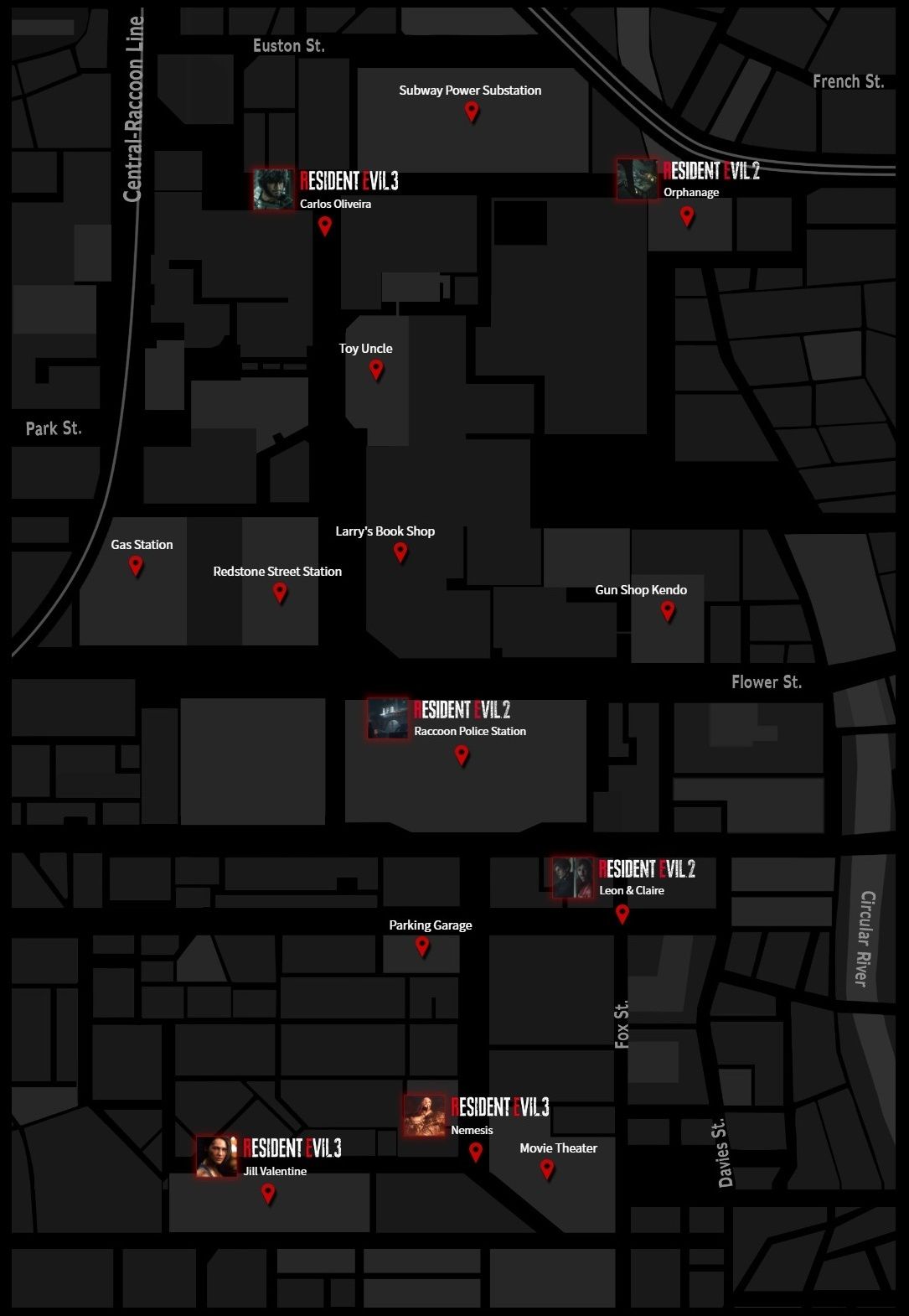 Карта Раккун-Сити