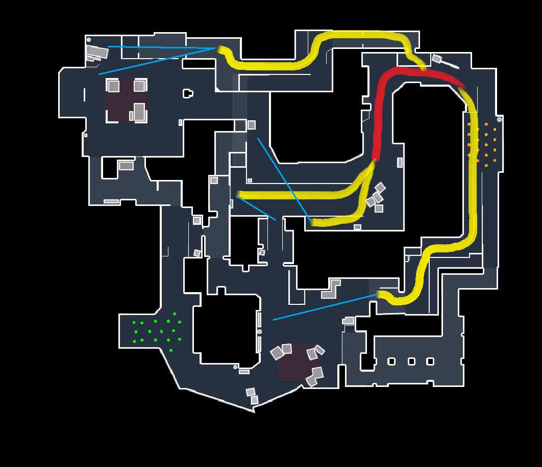Карта активности и контроля nitr0 на T-стороне (Mirage vs. Renegades).