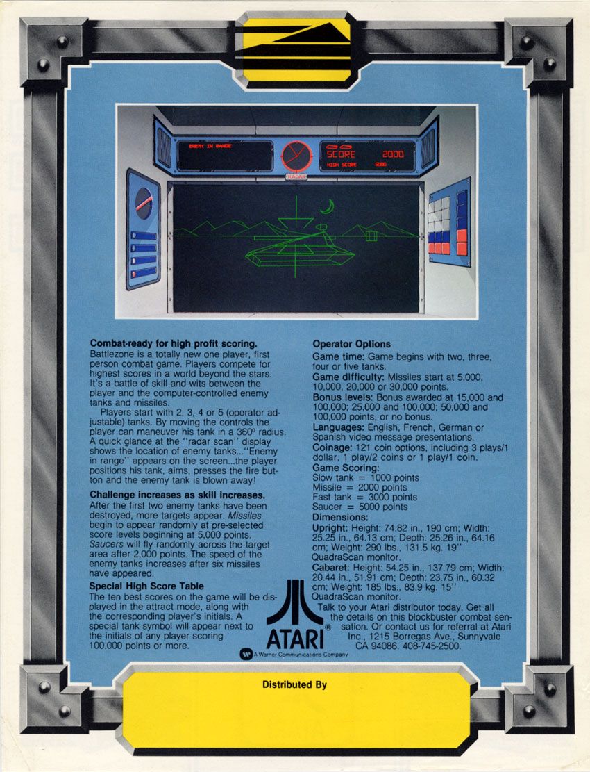 Брошюра Battlezone (1980) | Источник: arcade-museum.com