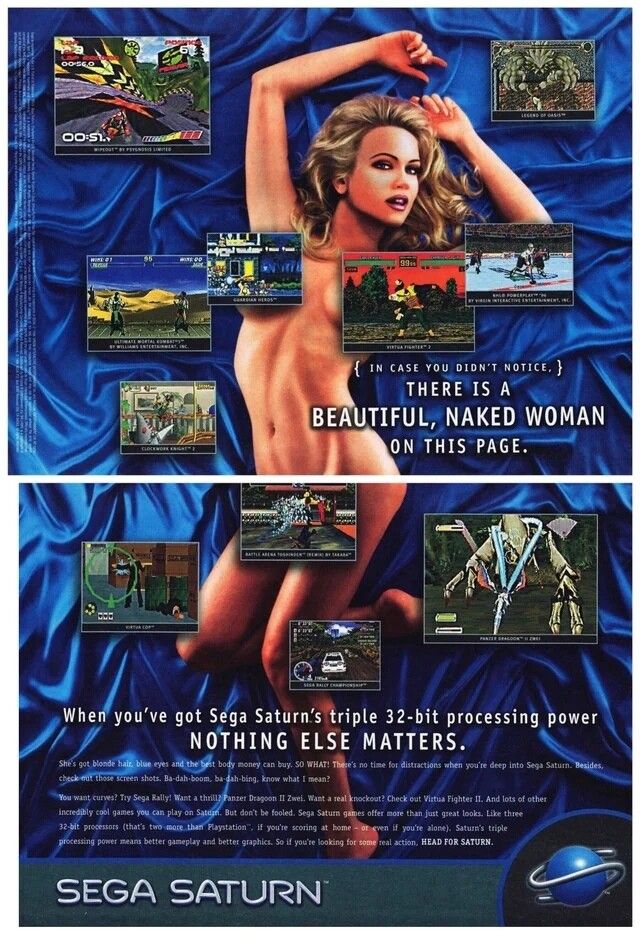 Если вы не заметили, на этой странице есть прекрасная обнаженная женщина. Но когда вы сталкиваетесь с 32-битной мощью новой Sega Saturn, всё остальное уже не важно