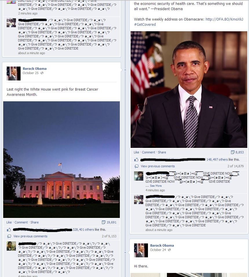 Официальная страница Барака Обамы во время флешмоба