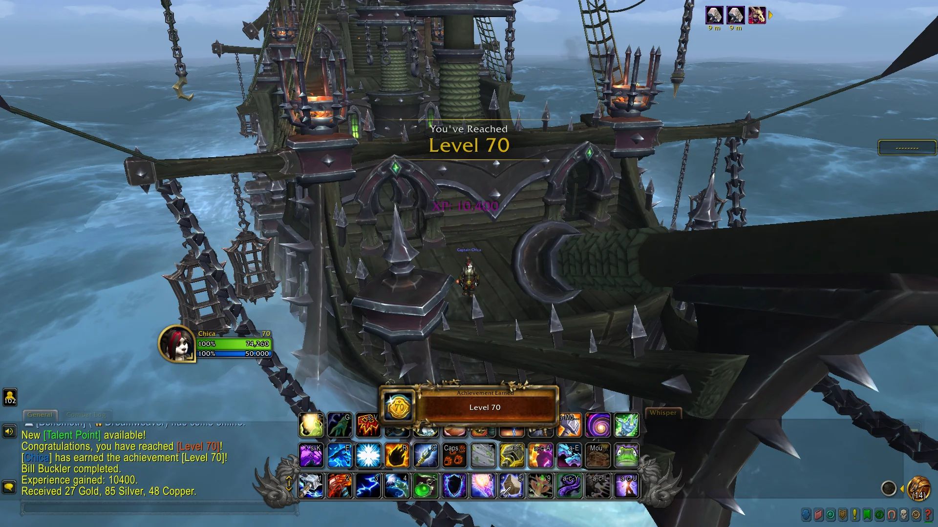 Один из персонажей Cheatcho достиг 70-го уровня на корабле Острова Изгнанников в World of Warcraft