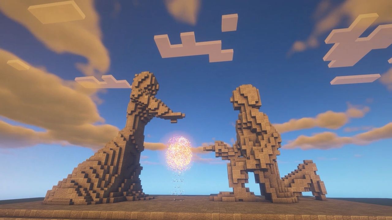 Памятник ко Дню семьи, любви и верности в Minecraft. Источник: life.ru