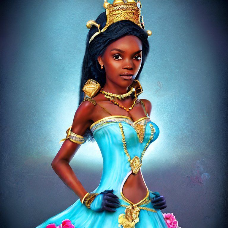 Темнокожая принцесса Жасмин по версии нейросети Stable Diffusion