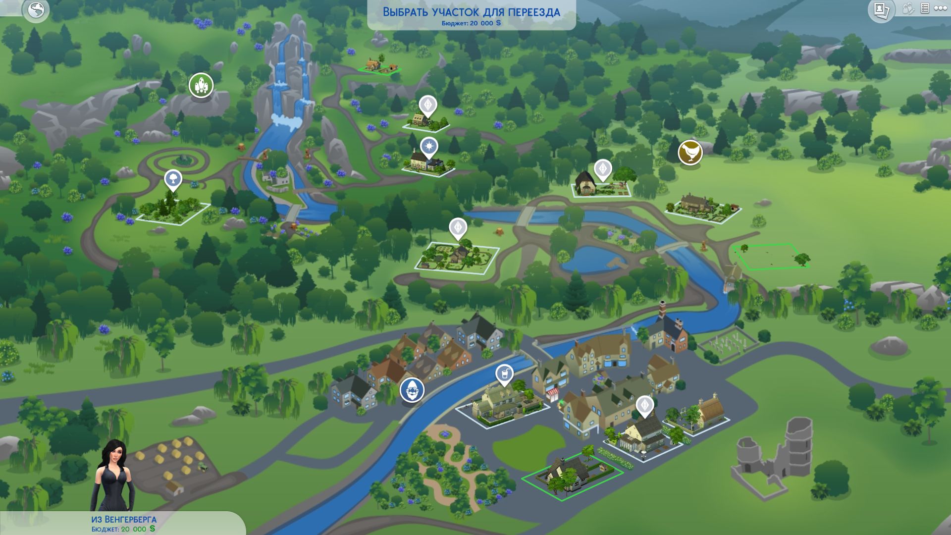 Карта Хэнфорд-он-Бэгли | The Sims 4, &laquo;Загородная жизнь&raquo;
