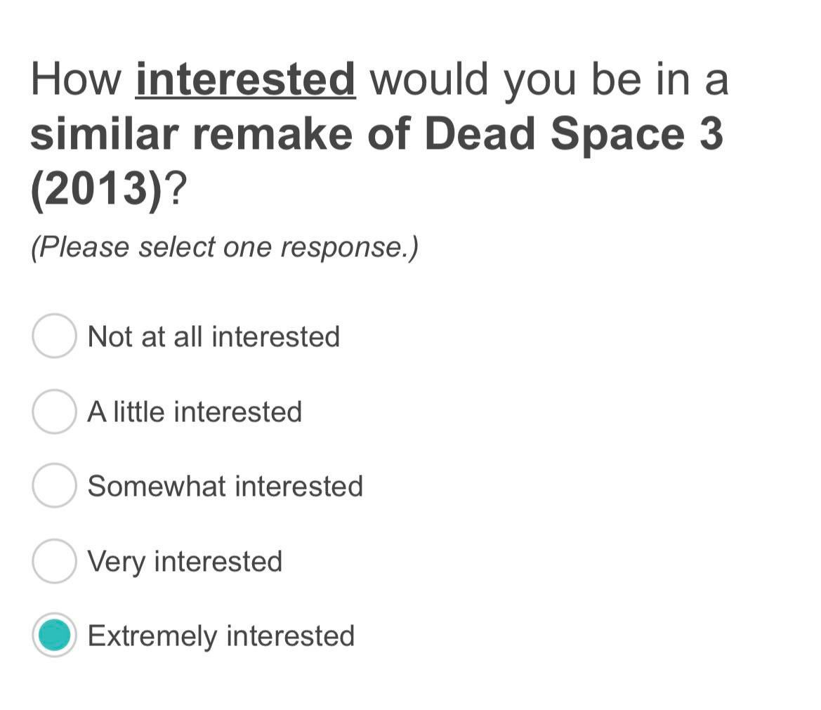 Пример вопроса про ремейк Dead Space 3 | Источник: твиттер