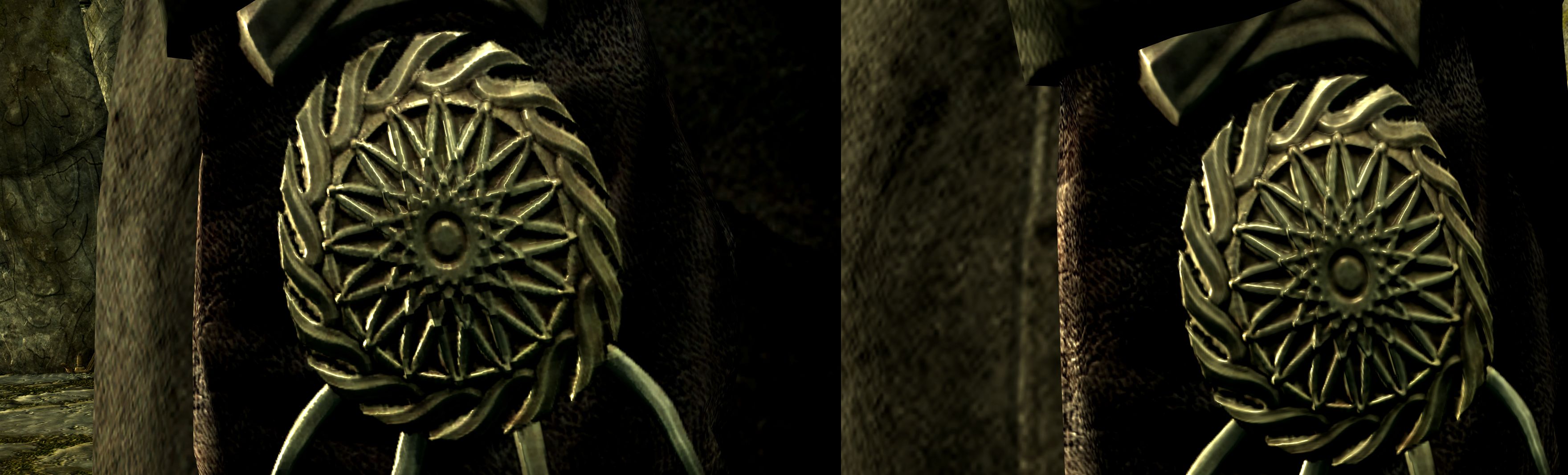Пример сравнения старых (слева) и новых (справа) текстур для Skyrim | Источник: Nexus Mods