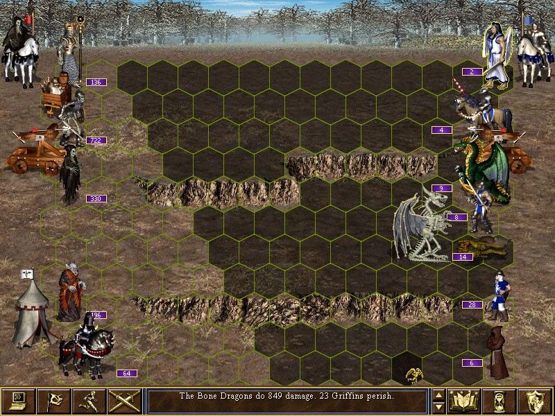 Экран сражения в HoMM III