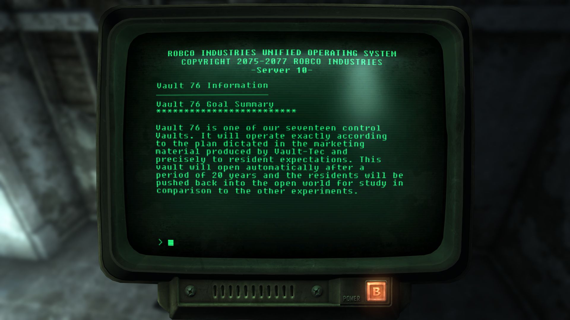 Описание Убежища 76 в Fallout 3. Источник: reddit