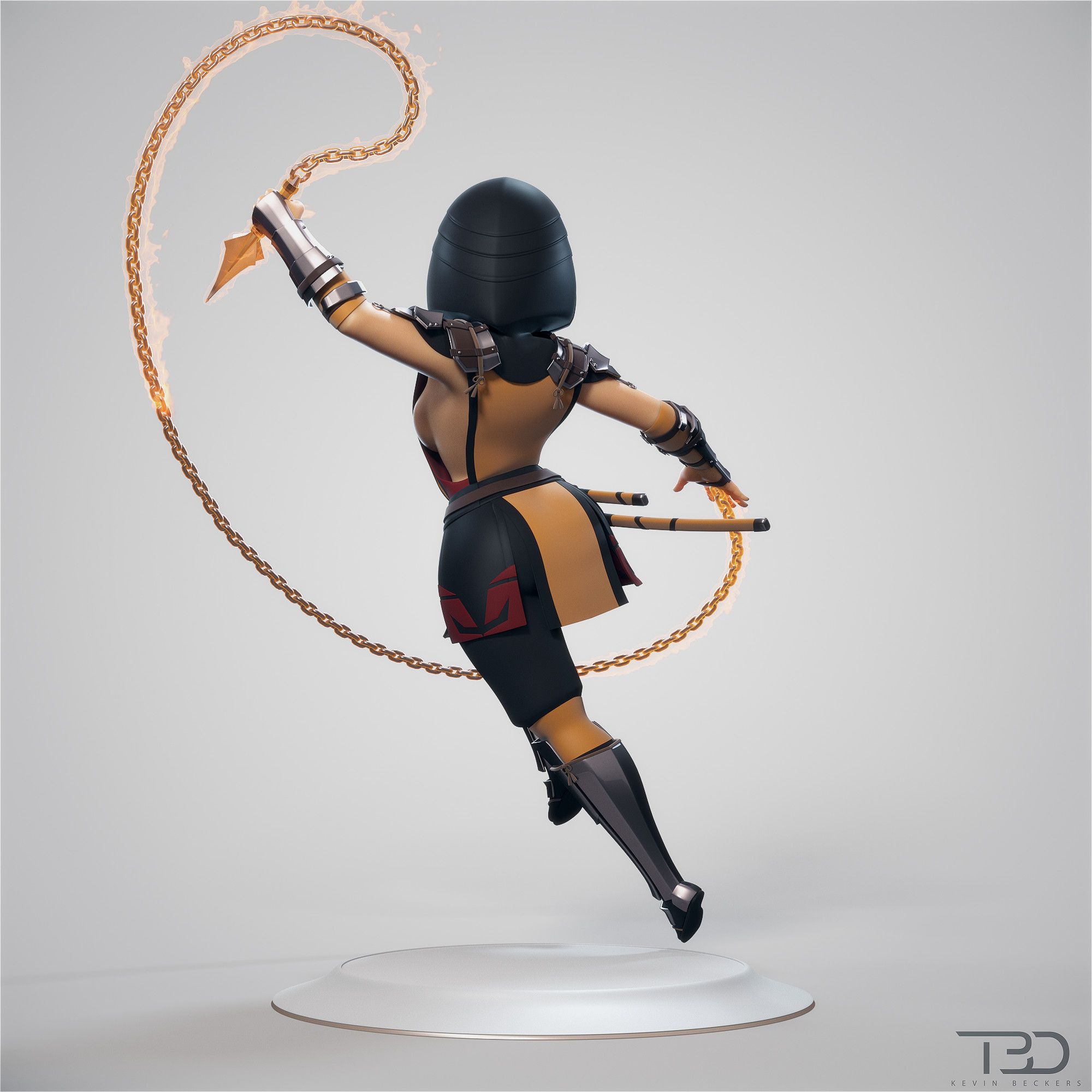 Скорпион из Mortal Kombat — женская модель. Автор: Кевин Беккерс. Источник: artstation.com