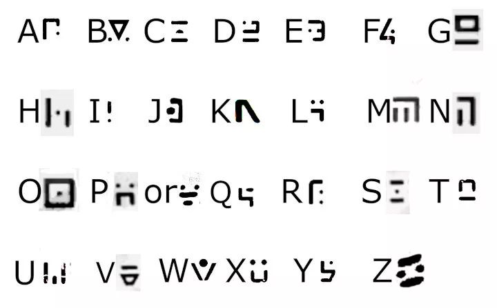 Сопоставление вымышленного языка в Stray с английским алфавитом. Источник: Josh Wirtanen