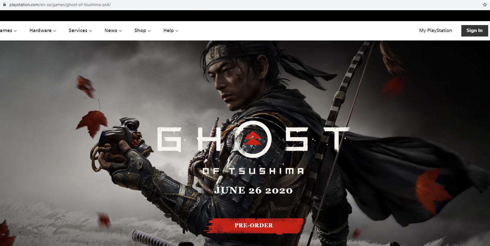 На канадском сайте PlayStation изменилась дата выхода Ghost of Tsushima