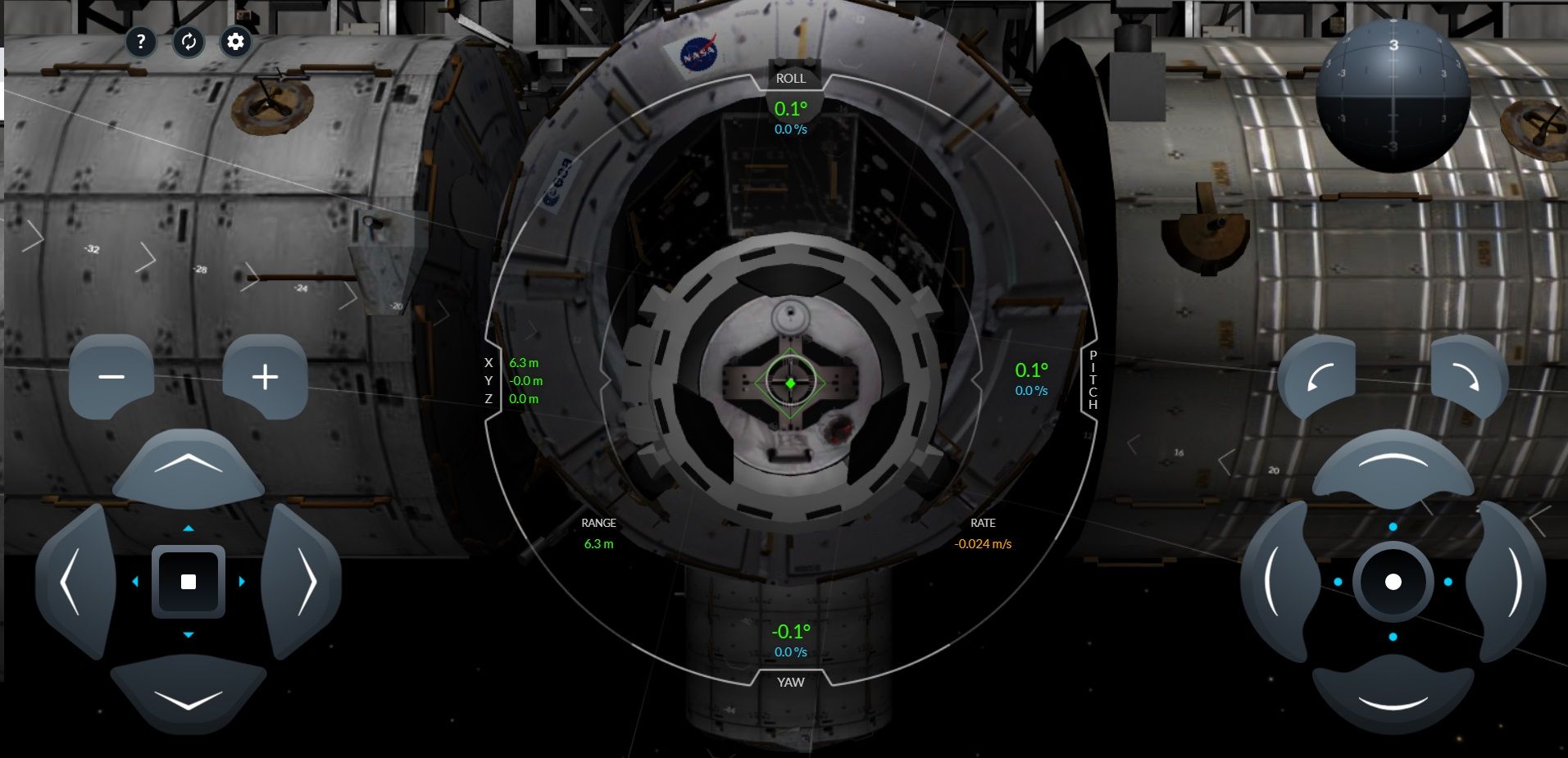 Симулятор стыковки Crew Dragon с МКС | Скриншот: iss-sim.spacex.com