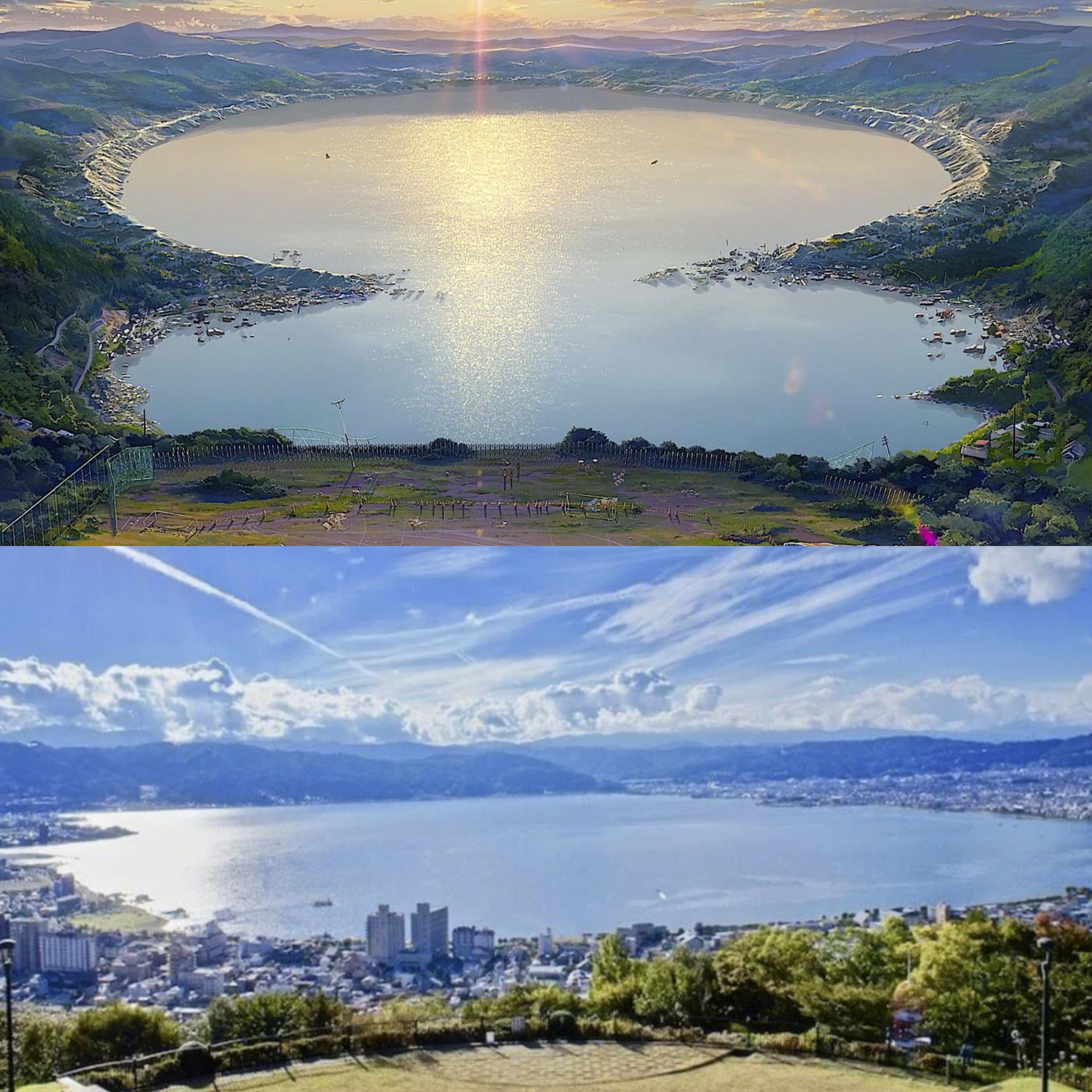 Город Итамори в аниме и город Сува в реальности