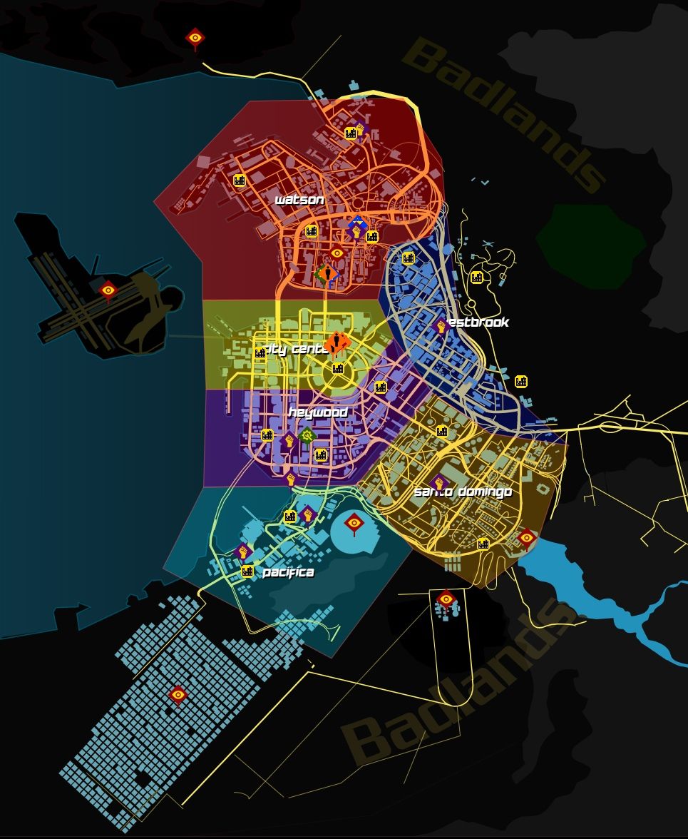 Cyberpunk night city map фото 28