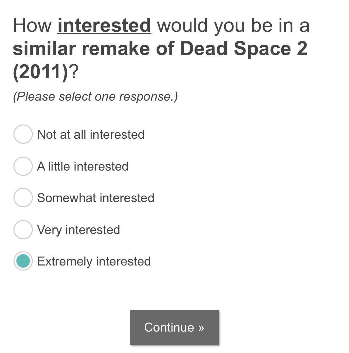 Пример вопроса про ремейк Dead Space 2 | Источник: твиттер