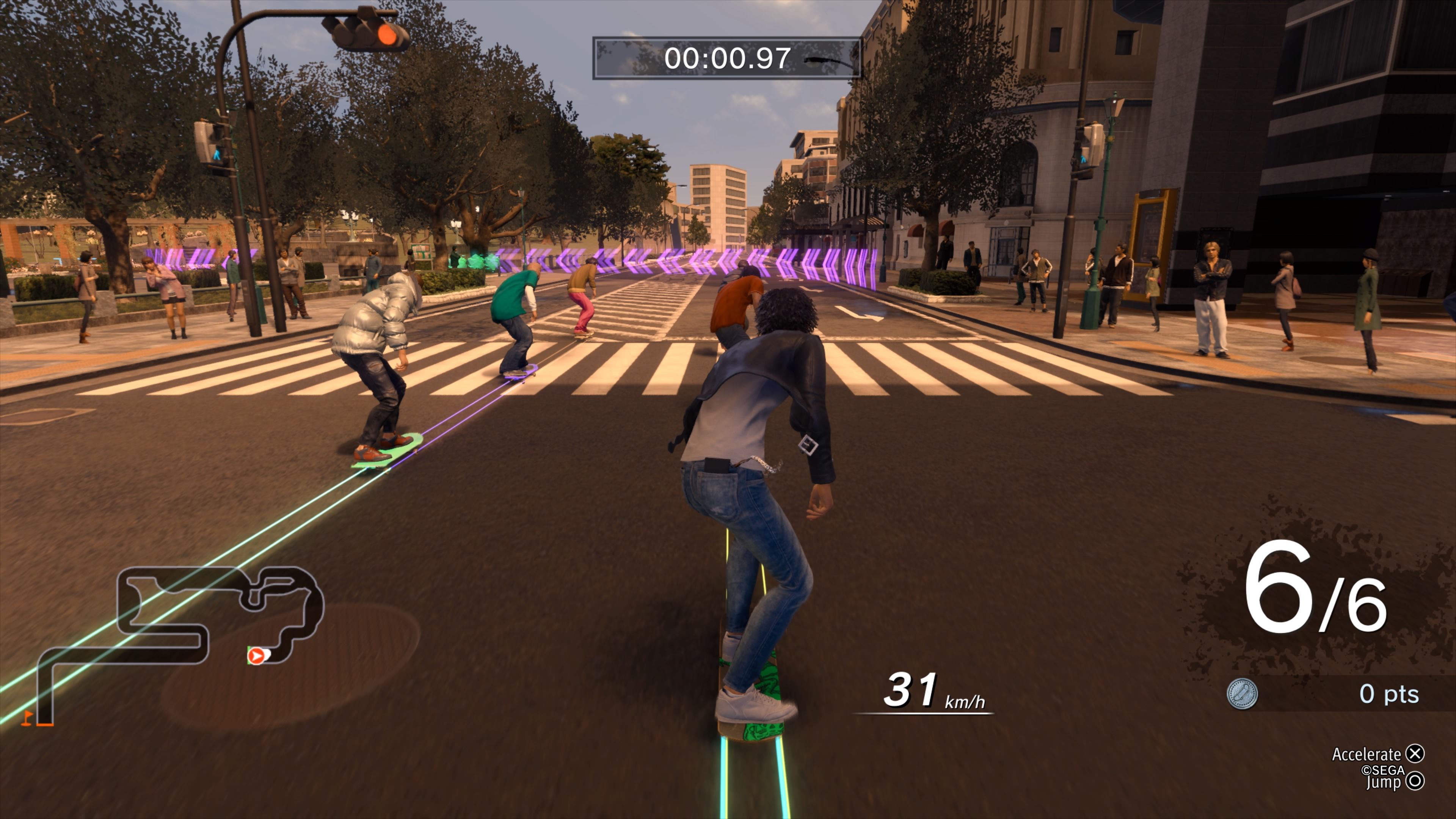 Гонки на скейтах. Скриншот из Lost Judgment
