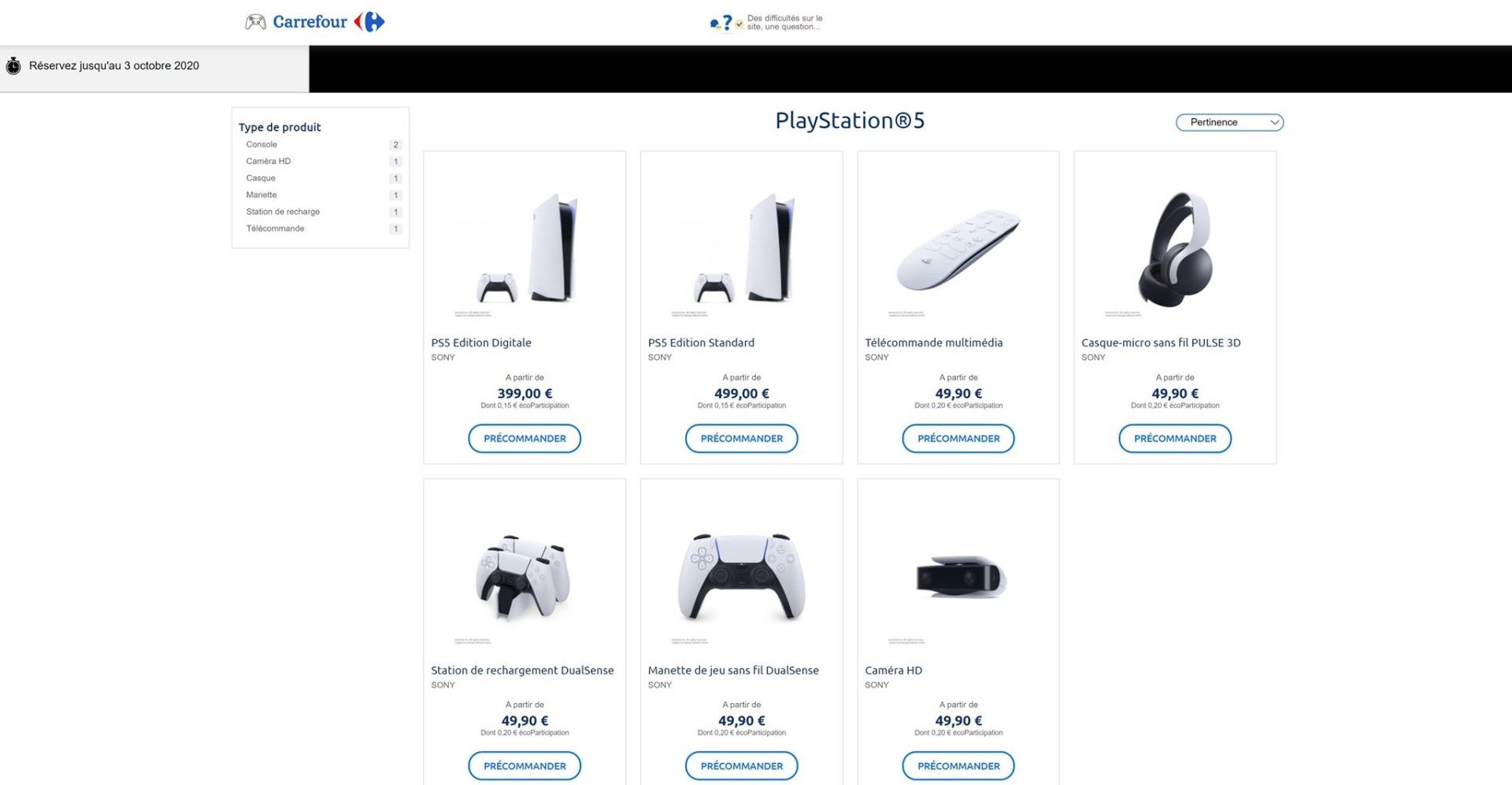 Цены на PlayStation 5 и аксессуары с сайта французского ритейлера