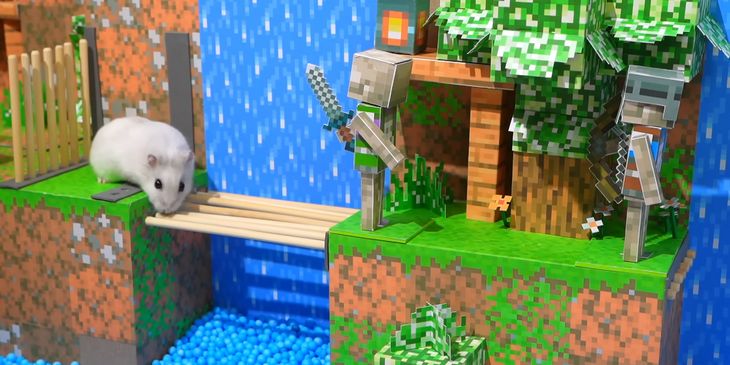 Для хомяка построили лабиринт в духе Minecraft